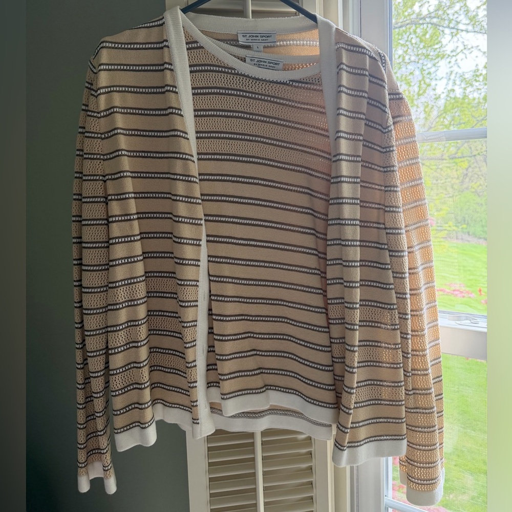 Vintage St John Sport Cardigan and Sweater Tank Set. Size L